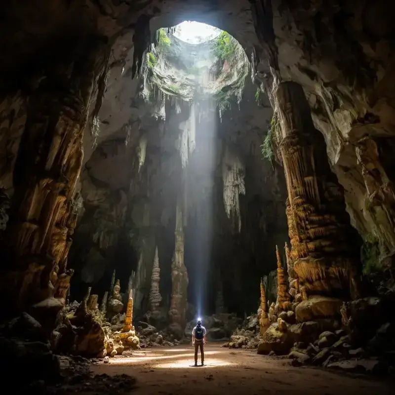 Massive limestone cave chamber