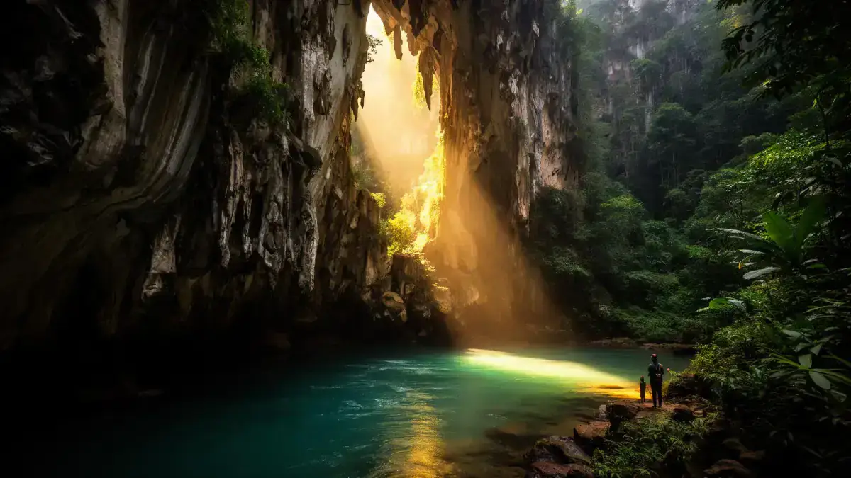 Tu Lan cave entrance with river