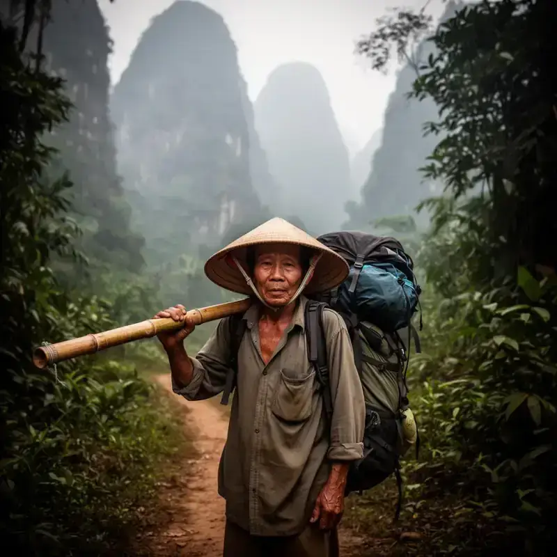 Local porter on jungle approach